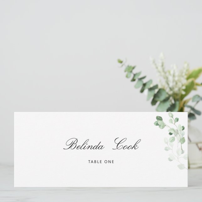 Greenery Floral Wedding Place Card (Standing Front)