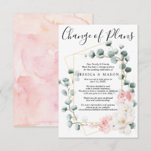 Greenery Floral Wedding Postponed Announcement