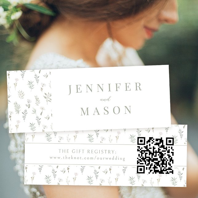 Greenery floral wedding QR registry insert card (Creator Uploaded)