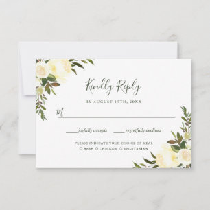 Greenery Floral Wedding RSVP Meal Choice Card