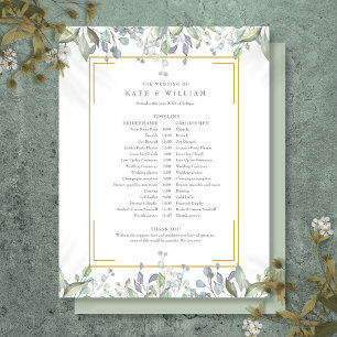 Greenery Floral Wedding Schedule Timeline