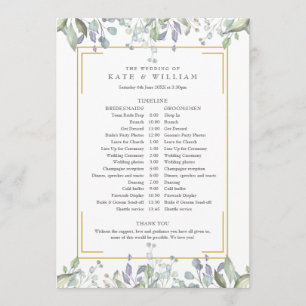 Greenery Floral Wedding Schedule Timeline Programme