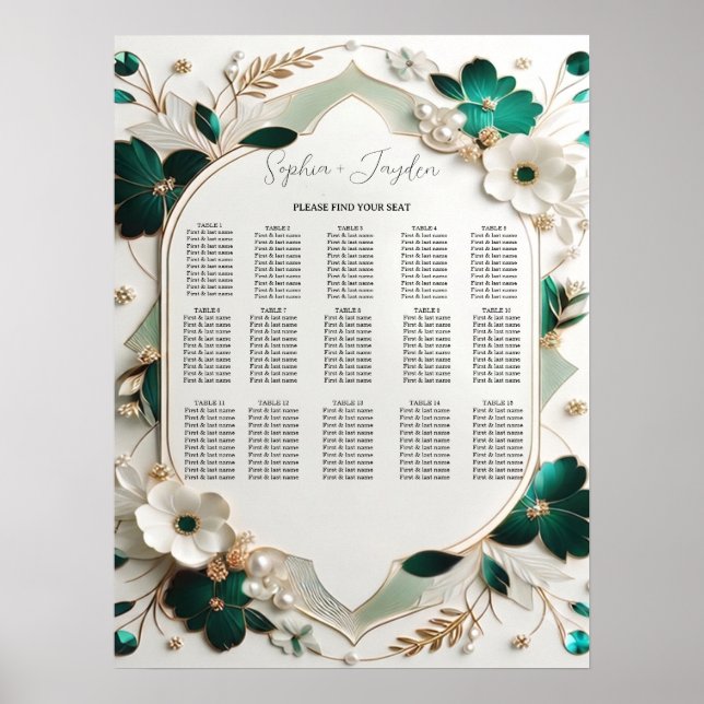 Greenery Floral Wedding Seating Chart (Front)