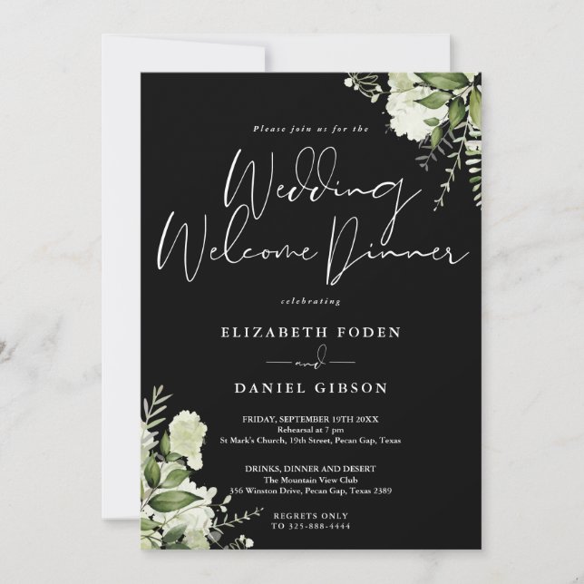 Greenery Floral Wedding Welcome Dinner Invitation (Front)