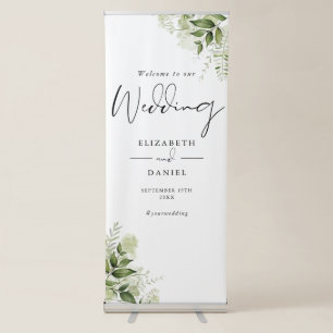 Greenery Floral Wedding Welcome Retractable Banner