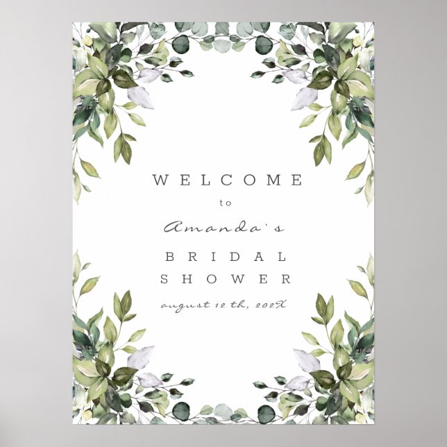 Greenery Floral Welcome Bridal Shower Sign (Front)