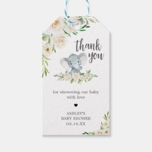 Greenery Floral White Elephant Favour Tags