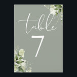 Greenery FloralSage Green Wedding Table Number<br><div class="desc">Elegant sage green wedding table numbers featuring floral greenery. The cards are printed on both sides (double-sided). Designed by Thisisnotme©</div>