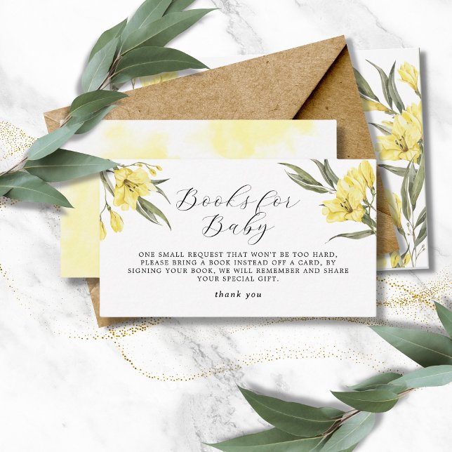 Greenery Flowers Baby Shower Book for Baby Enclosure Card (Creator Uploaded)