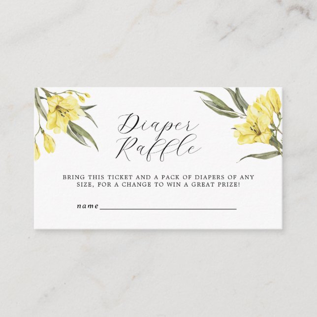 Greenery Flowers Baby Shower Diaper Raffle Enclosure Card (Front)