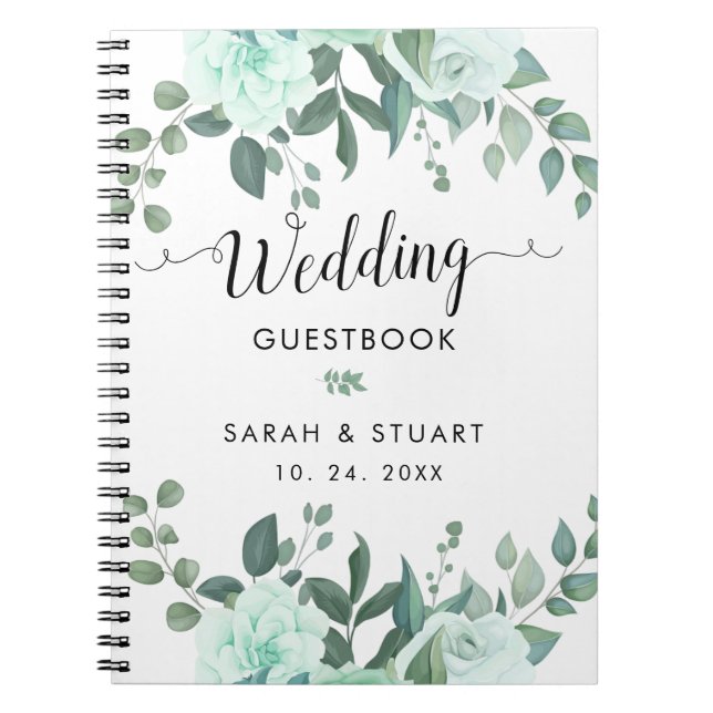 Greenery Flowers Wedding Guestbook  Notebook (Front)