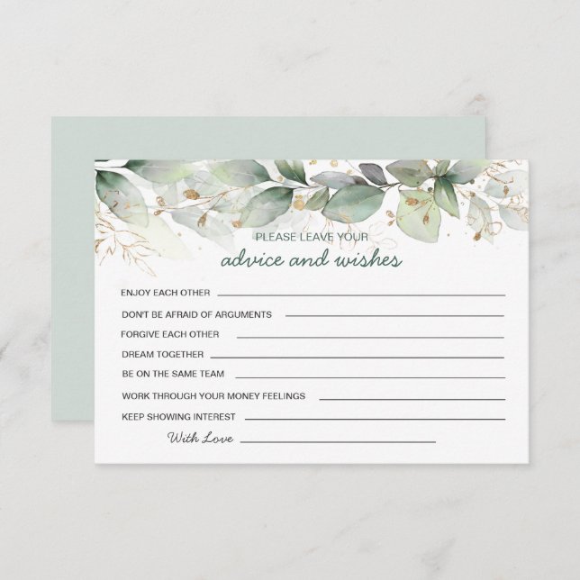 Greenery foliage Advice & Wishes for New Mr & Mrs Invitation (Front/Back)