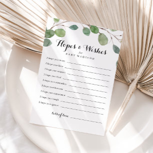 Greenery Foliage Baby Shower Hopes & Wishes Card