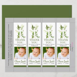 Greenery Foliage Baptism Photo Bookmark