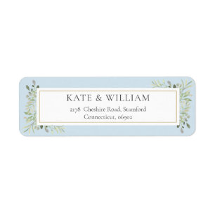 Greenery Foliage Blue Return Address Label