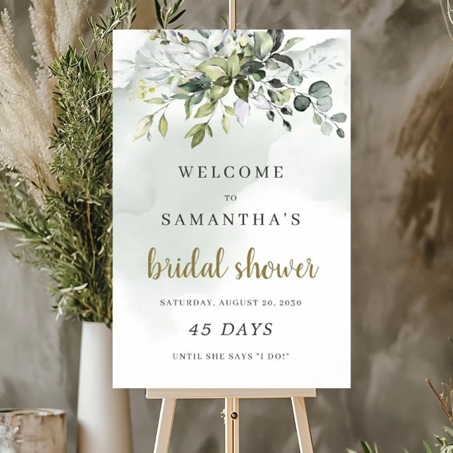 Greenery foliage boho bridal shower countdown sign (Greenery foliage boho bridal shower countdown sign)