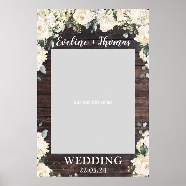 Greenery foliage boho rustic wedding photo prop poster (Front)