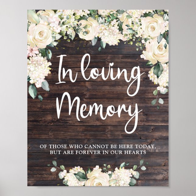 Greenery foliage boho wood in loving memory sign (Front)