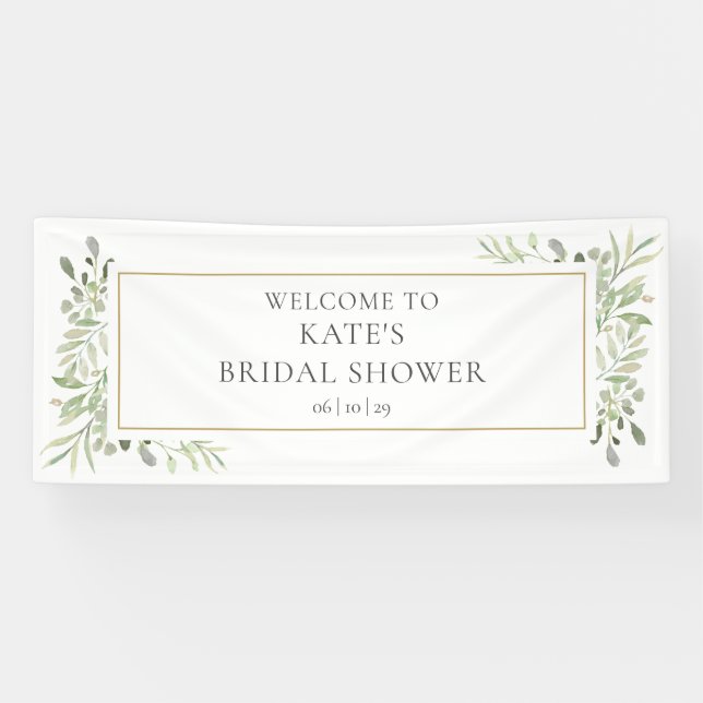 Greenery Foliage Bridal Shower Welcome Banner (Horizontal)