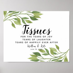 greenery foliage ceremony tissues wedding sign