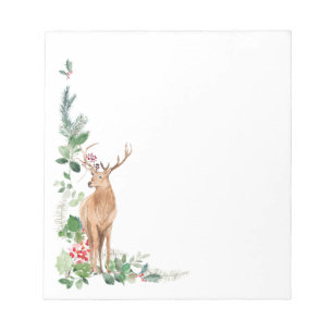 Greenery Foliage Christmas Deer Notepad