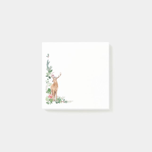 Greenery Foliage Christmas Deer  Post-it Notes (Front)