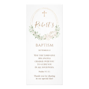 Greenery Foliage Cross Angels Baptism Rack Card