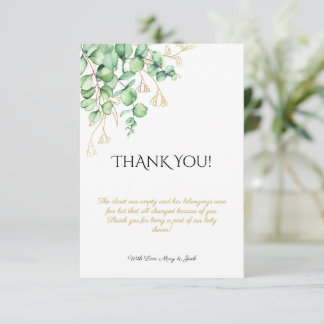 Greenery foliage eucalyptus baby shower Thank You Card