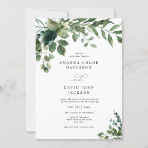 Greenery Foliage Eucalyptus Elegant Rustic Wedding Invitation