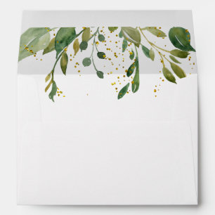 greenery foliage faux glitter envelope