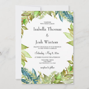 Greenery Foliage Frame Wedding Invitation