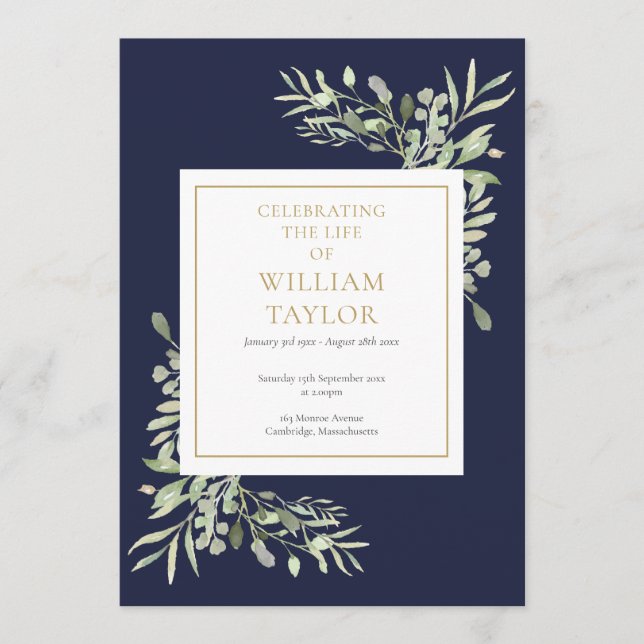 Greenery Foliage Funeral Memorial Order Of Service Programme (Front)