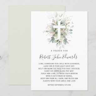 Greenery Foliage Gender Neutral Baptism Prayer Invitation