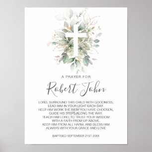Greenery Foliage Gender Neutral Baptism Prayer Poster