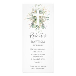 Greenery Foliage Gender Neutral Baptism Rack Card