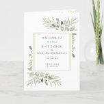 Greenery Foliage Gold Geometric Wedding Programme<br><div class="desc">Featuring delicate watercolor greenery leaves,  this chic botanical folded wedding program can be personalised with your special wedding day information. Designed by Thisisnotme©</div>