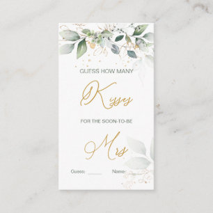 Greenery foliage Guess How Many Kisses Game Enclosure Card