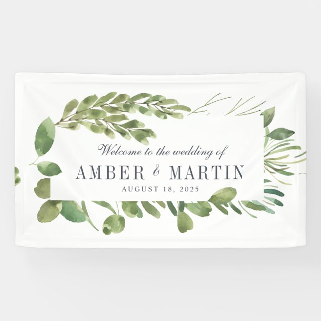 Greenery Foliage Leafy Wedding Banner (Horizontal)