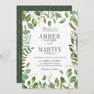 Greenery Foliage Leafy Wedding Invitation