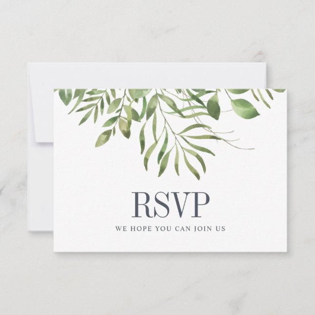 Greenery Foliage Leafy Wedding RSVP (Front)