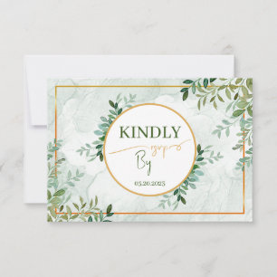 Greenery foliage leaves 3 meal choice RSVP card