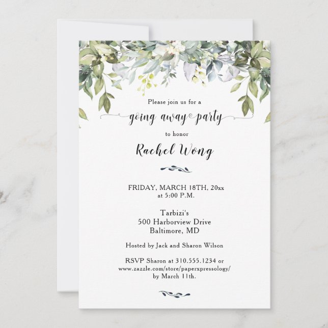 Greenery Foliage Moving Going Away Party Photo Invitation (Front)