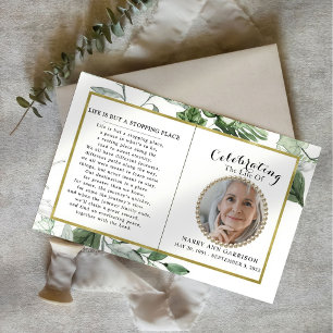 Greenery Foliage Photo Celebration of Life Program