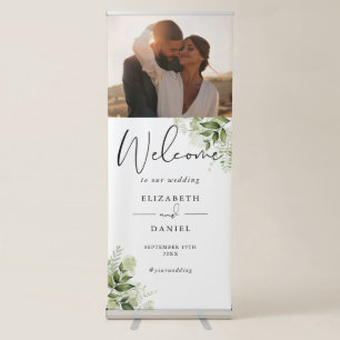 Greenery Foliage Photo Wedding Welcome Retractable Banner