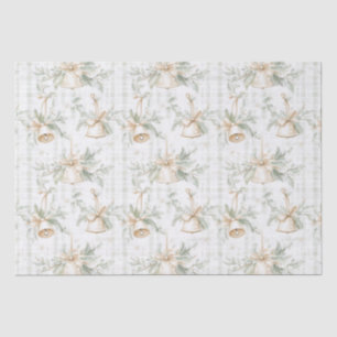 Greenery Foliage Pine Twigs Golden Bells Christmas Tissue Paper