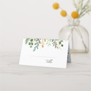 Greenery Foliage Red Berry Place Card