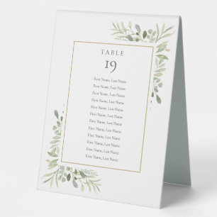 Greenery Foliage Seating Chart Table Number