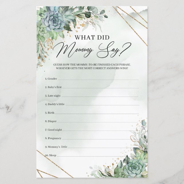 Greenery foliage succulents What Did Mummy Say (Front)