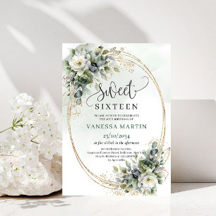 Greenery Foliage Sweet Sixteen Boho Style Invite