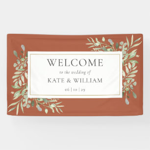 Greenery Foliage Terracotta Wedding Welcome Banner